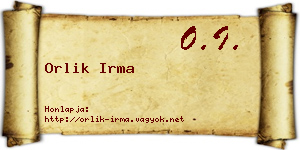 Orlik Irma névjegykártya